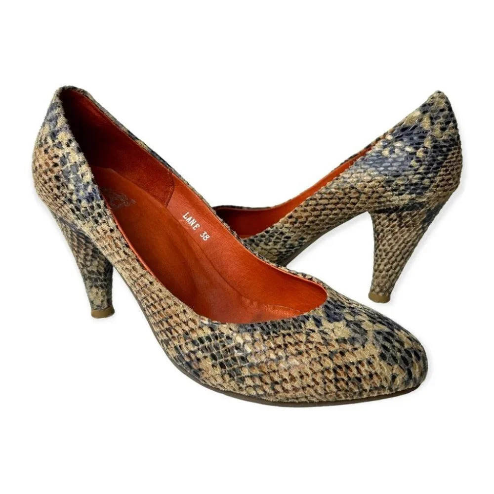 Jeffrey Campbell Lane Snake Skin Pumps 38